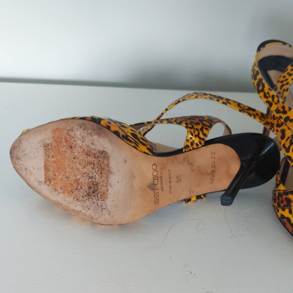 Jimmy Choo Patent Leather Leopard Print Shoes - Size 38 (US 7.5) - Picture 7 of 7